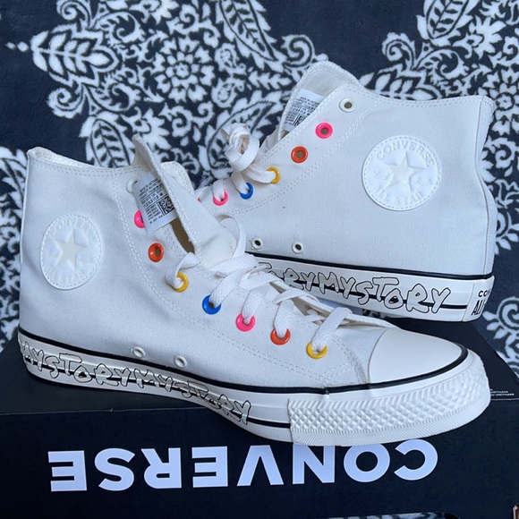 Converse Chuck Taylor All Star Hi Egret/Hyper Pink/Black MEN`S - Picture 9 of 16